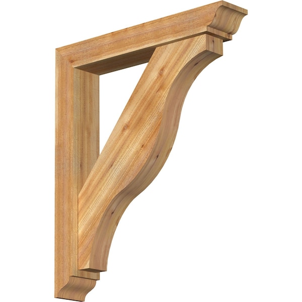 Ekena Millwork Funston Traditional Rough Sawn Bracket w/ Offset Brace, Western Red Cedar, 6"W x 34"D x 40"H BKT0604X34X40FST01RWR - main